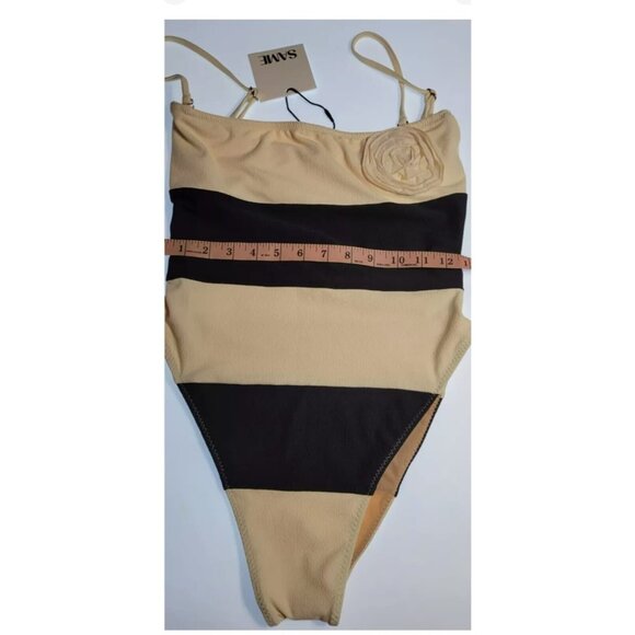 SAME Los Angeles One Piece Swimsuit Womens Color Suede Cream/Black Size Large - Picture 7 of 9